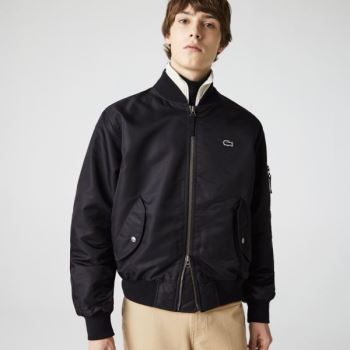 Lacoste Lacoste LIVE Oversized Contrast Bomber Jacket - Bunda Pánské Černé | CZ-jUkdx8